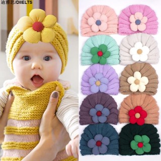 迪雅思/DIIELTS嬰兒帽冬款 歐美冬季新款嬰兒保暖花朵針織帽 兒童多色可愛毛線帽 女童帽子 可愛帽