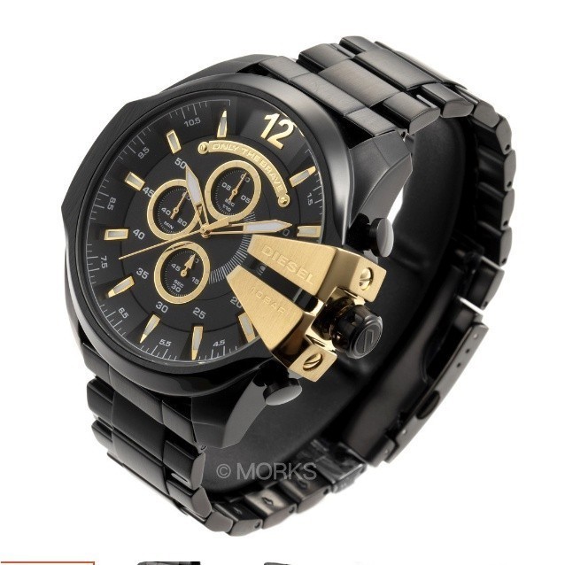 雅苑二手/艾妮/DIESEL DZ4338 手錶 53mm 大錶面 黑金配色 金錶 計時日期顯示 男錶