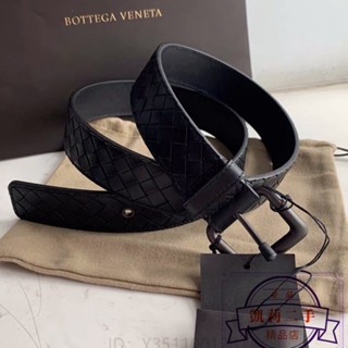 凱莉二手 Bottega Veneta 寶緹嘉 BV黑色 編織 寬版 腰帶 皮帶