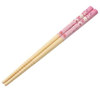 【現貨】小禮堂 Hello Kitty 天然竹筷 16.5cm (粉色蘋果款)