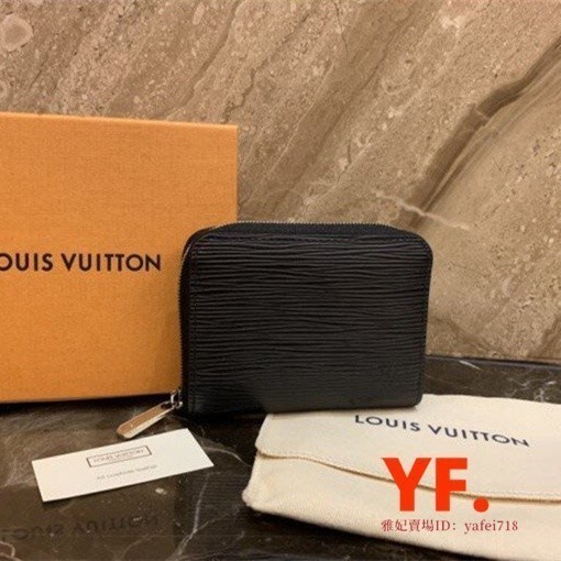 二手精品-Louis Vuitton LV M60152 黑色 EPI 水波紋 拉鍊零錢包 皮夾 卡夾