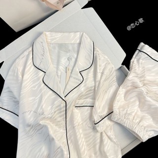【夏季睡衣套裝】INS推薦新款虎紋睡衣 女夏季冰絲薄款短袖 氣質高級感家居服套裝