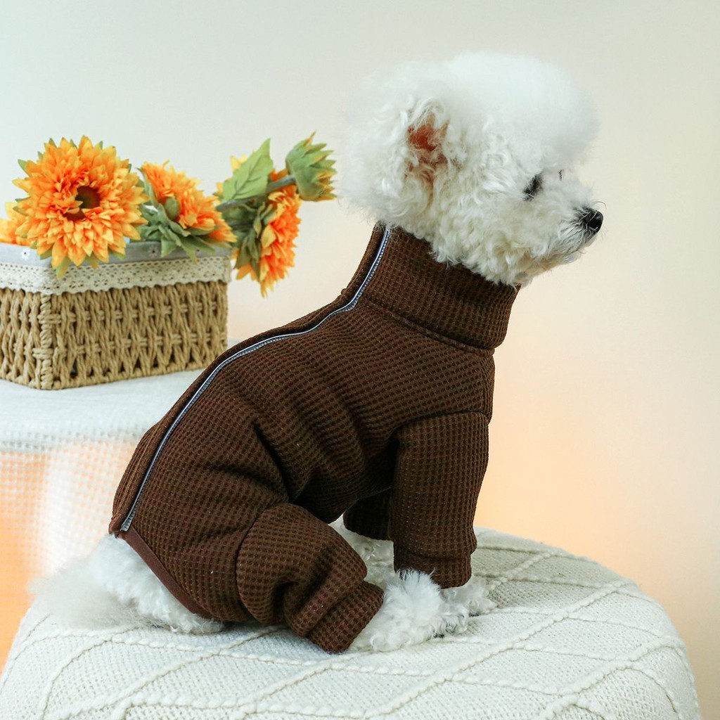 【寵物服裝】 秋冬狗狗衣服 比熊博美泰迪小型犬寵物加絨加厚四腳保暖棉衣 休閑款