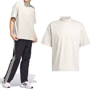 Adidas MOCK T-SHIRT 男款 女款 灰色 運動 休閒 微立領 上衣 短袖 IR6381