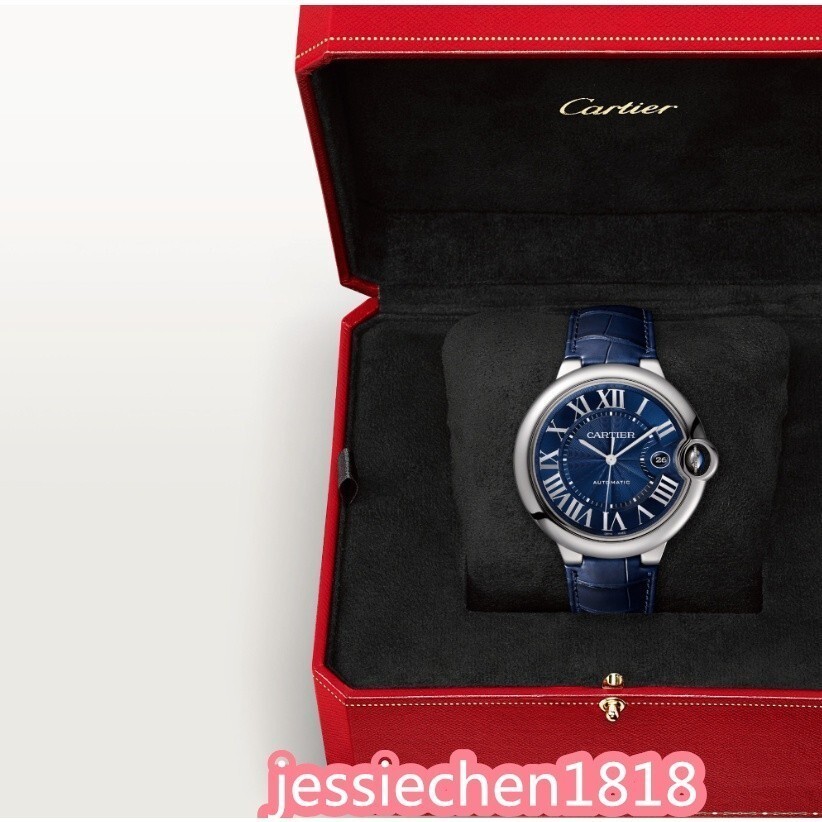 二手99新 卡地亞Cartier卡地亞 藍氣球系列 42mm自動機械腕表 男錶 手錶 鱷魚紋錶帶