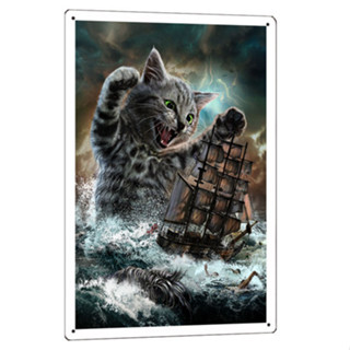 鐵皮畫 [現貨 多款可挑] 🐈大貓頭系列一 可愛貓咪金屬海報掛畫 ㊙️臺灣製造本島直出📦 家居 餐廳 車房裝飾鐵皮畫