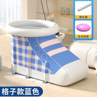泡澡桶充氣式加厚可折疊沐浴 小孩傢用可坐浴桶浴缸成人冬天洗澡桶 小智優品可開票