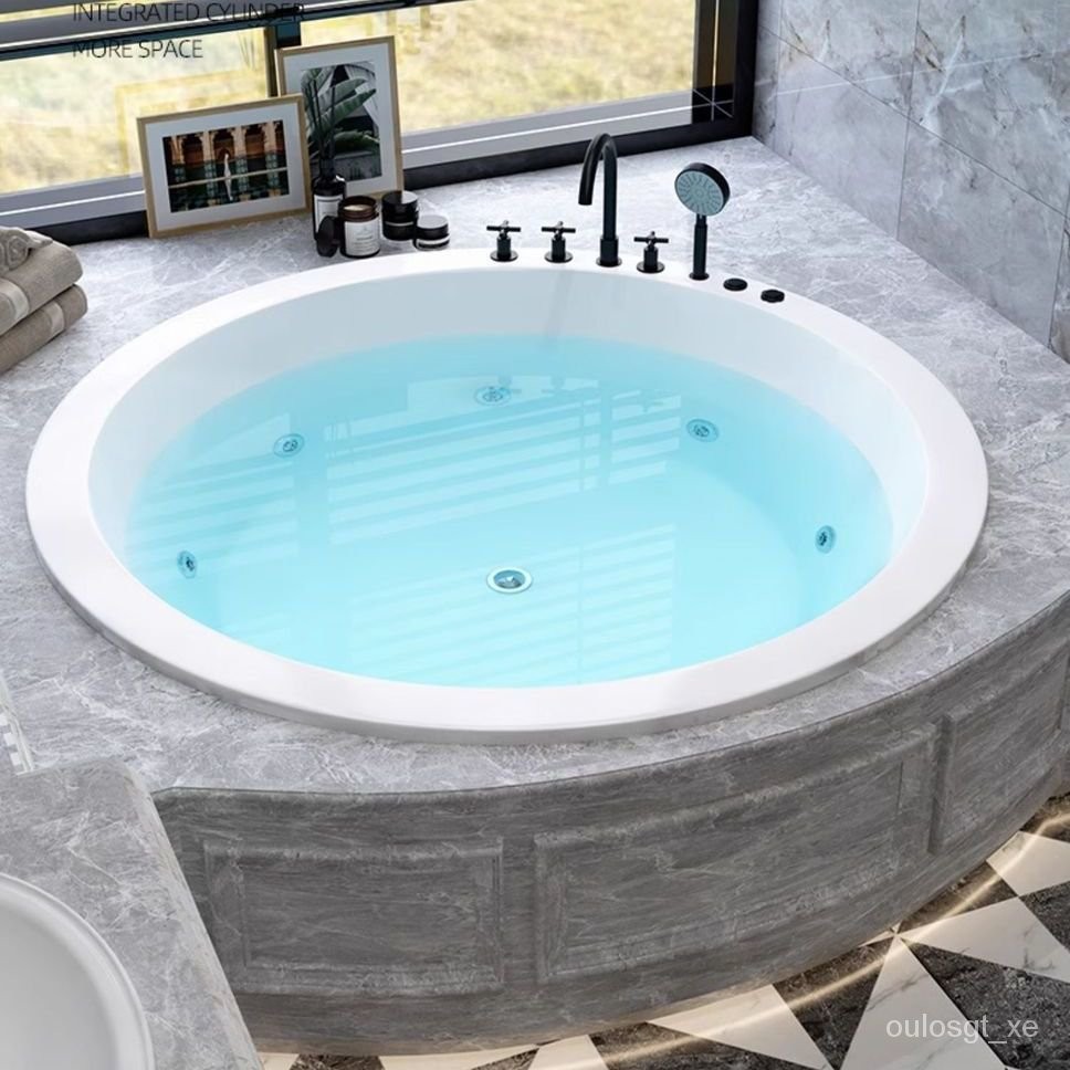 免運熱賣✨嵌入式圓形浴缸傢用成人單人雙人歐式按摩浴池1-2米小戶型衛生間