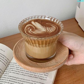 【高顏值玻璃杯】咖啡店手沖咖啡杯碟套裝拿鐵拉花杯澳白杯ins風高顏值花朵玻璃杯