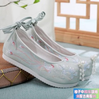 臺灣出貨⚡ 漢服鞋子女 中國風鞋子 古裝鞋 復古鞋 老北京布鞋 新款搭配超仙古風繡花鞋 舞蹈鞋 表演鞋 演出鞋 布鞋女