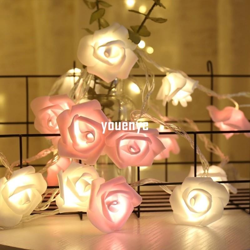 熱賣 爆款 玫瑰花 LED 燈串 粉玫瑰 白玫瑰 玫瑰 燈飾 氣氛燈 裝飾燈 燈串 室內佈置 派對活動