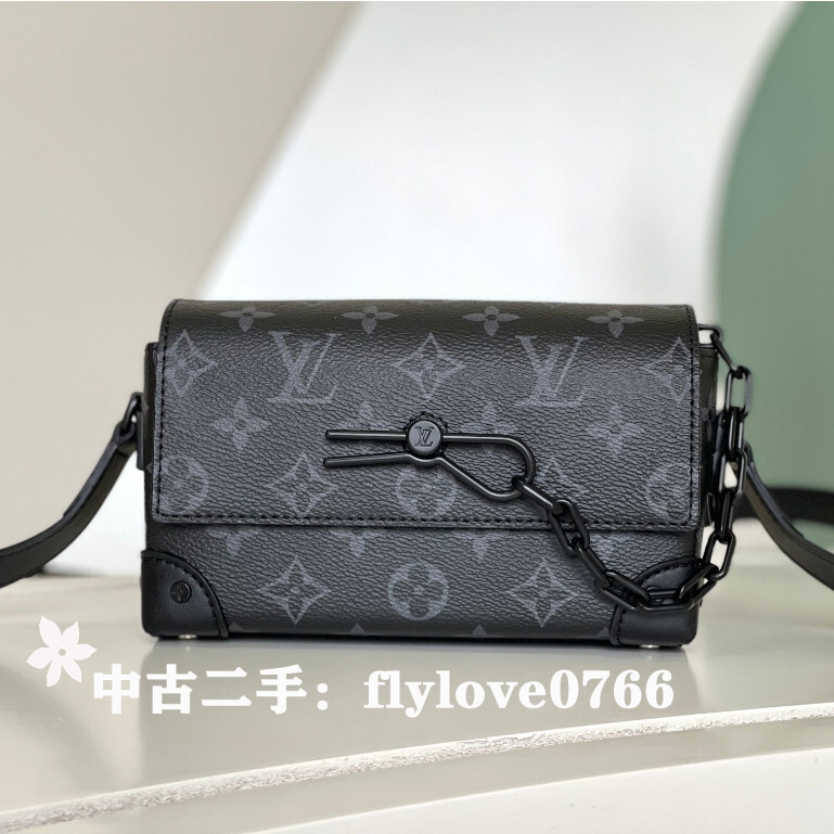 精品 LOUIS VUITTON 路易威登 Steamer 黑花男士隨身錢包 肩背包/斜跨包 M81783