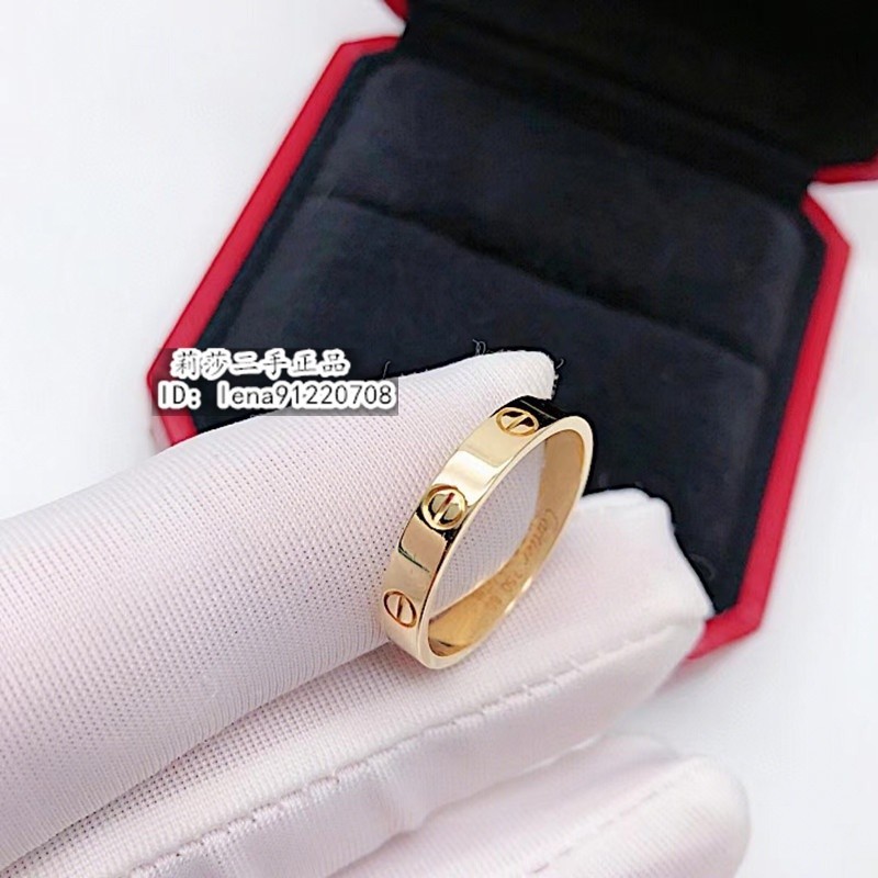 Cartier 卡地亞 Love系列 窄版戒指 18k玫瑰金 對戒 情侶款 結婚戒指 B4085200