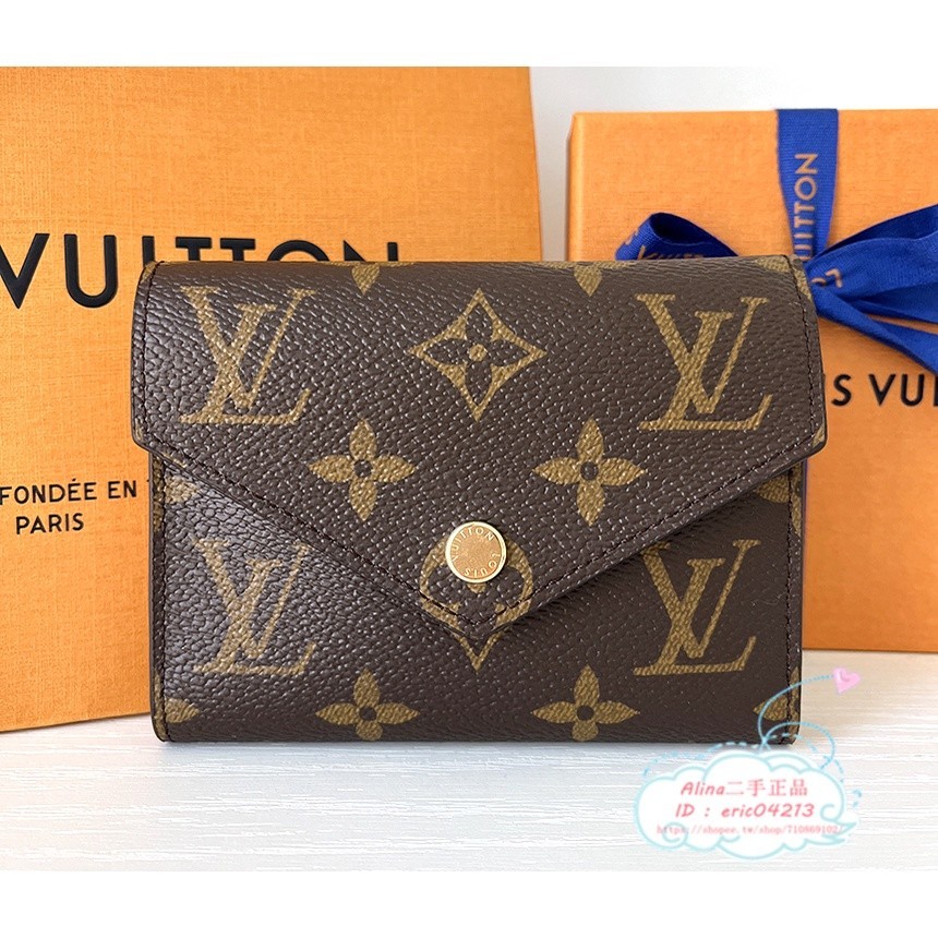 【Alina二手正品】LV 路易威登 VICTORINE M62360粉 三折短夾 錢包 皮夾 豆豆夾 M41938紫紅