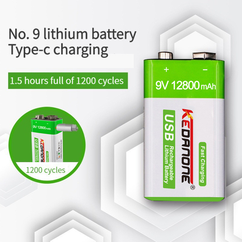 9V充電電池12800mAh鋰離子充電電池 方形話筒 方塊電池 萬用表儀器9號電池 方形煙霧報警器電池 V3NL