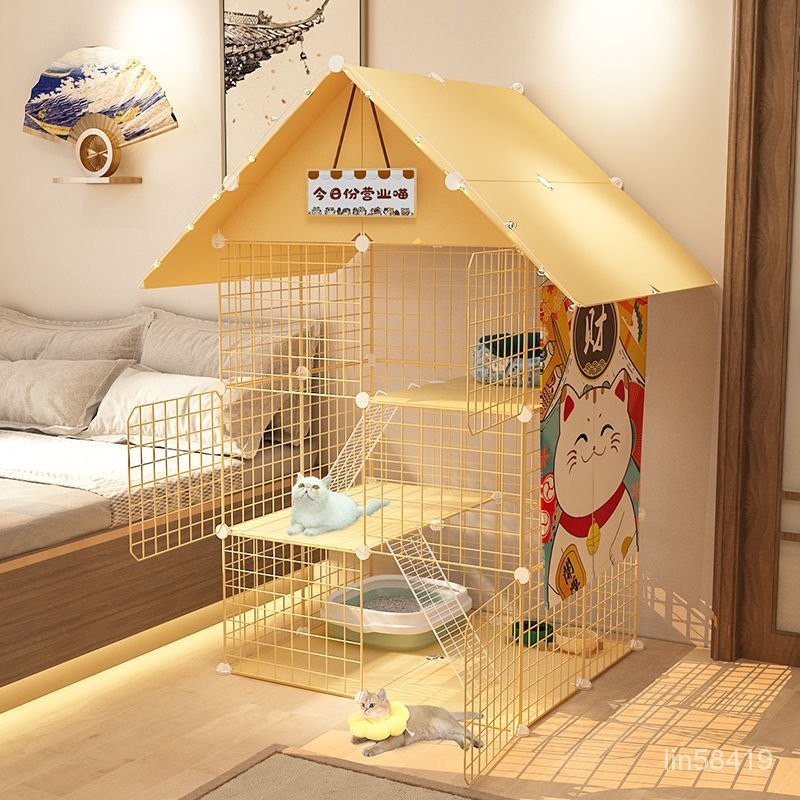 貓籠子 貓咪別墅雙層 超大自由空間 室內貓咪籠子 寵物用品 日式貓窩 貓屋捨