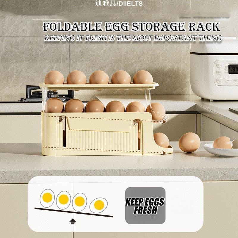 迪雅思/DIIELTS雞蛋保鮮盒24格 3層可翻轉折疊雞蛋收納盒 防撞雞蛋盒 雞蛋放置盒 冰箱收納盒 雞蛋收納盒 蛋盒
