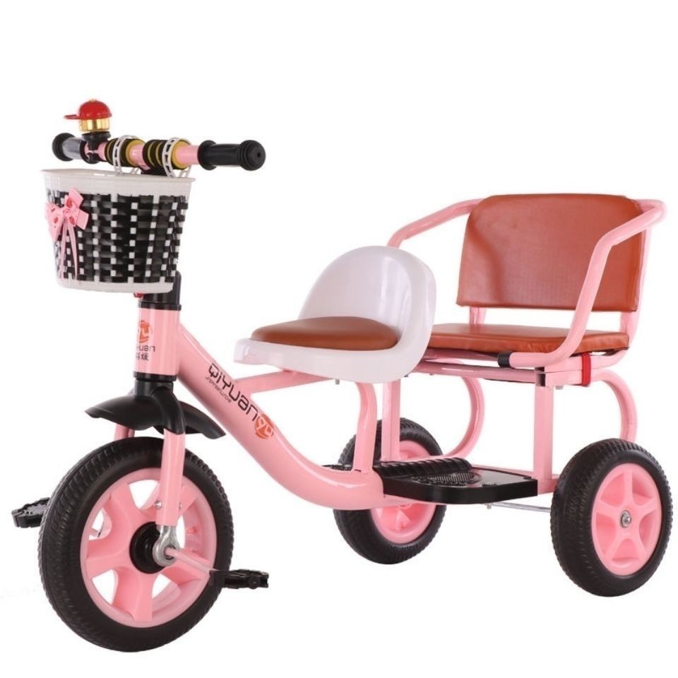 （定金價額，聊聊咨詢）雙人兒童三輪車二胎雙座腳踏車雙胞胎童車寶寶嬰幼兒手推1-3-6歲