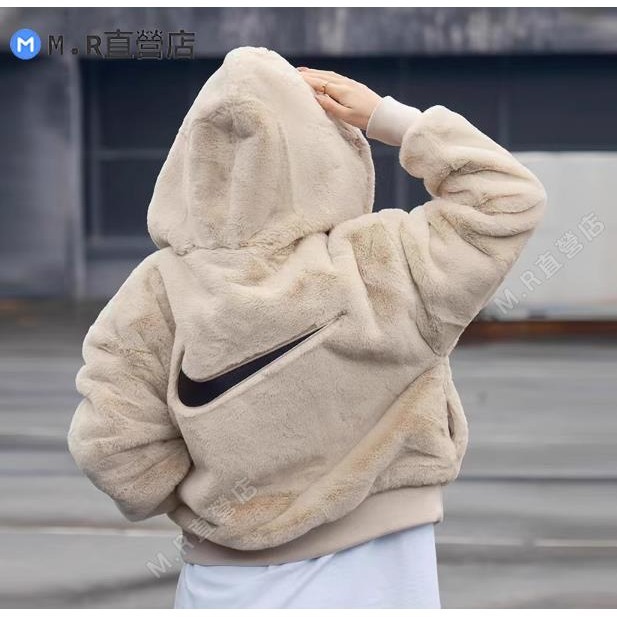 仿貂絨外套女子2022毛絨連帽厚款保暖夾克DD5117-206