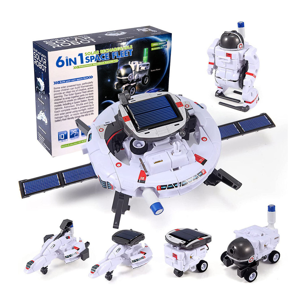 🔥臺灣熱銷🔥DIY拚裝玩具六閤一自裝太空太陽能玩具車6閤1機器人男孩手工禮物 YFHW