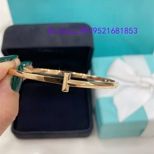 二手精品Tiffany蒂芙尼 T系列T1 窄式手鐲 18K黃金手環 GRP11524