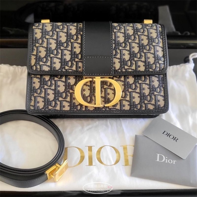 二手精品 Christian Dior(CD) 30 MONTAIGNE 藍色 緹花 蒙田包 單肩包
