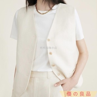 台灣出貨 2024年老錢風肌理白色V領短款修身 馬甲 夏法式復古無袖 背心 上衣女