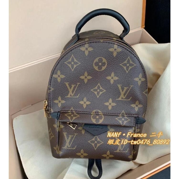 精品二手 LV 路易威登 PALM SPRINGS 迷你雙肩包後背包 老花 肩背斜背包 m44873 實拍