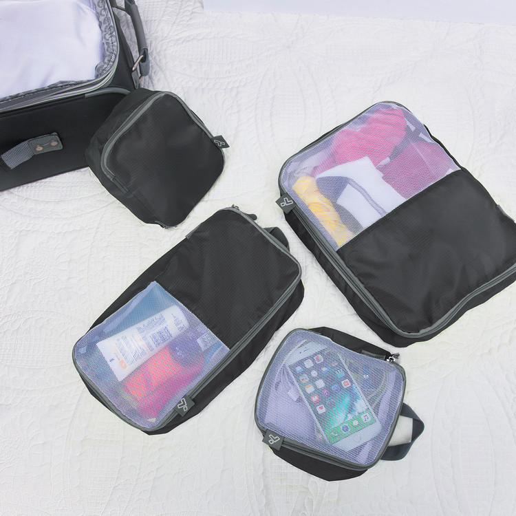 台灣現貨 美國《TRAVELON》盥洗收納袋4件(石墨黑) | 收納袋 旅行衣物袋 防塵袋