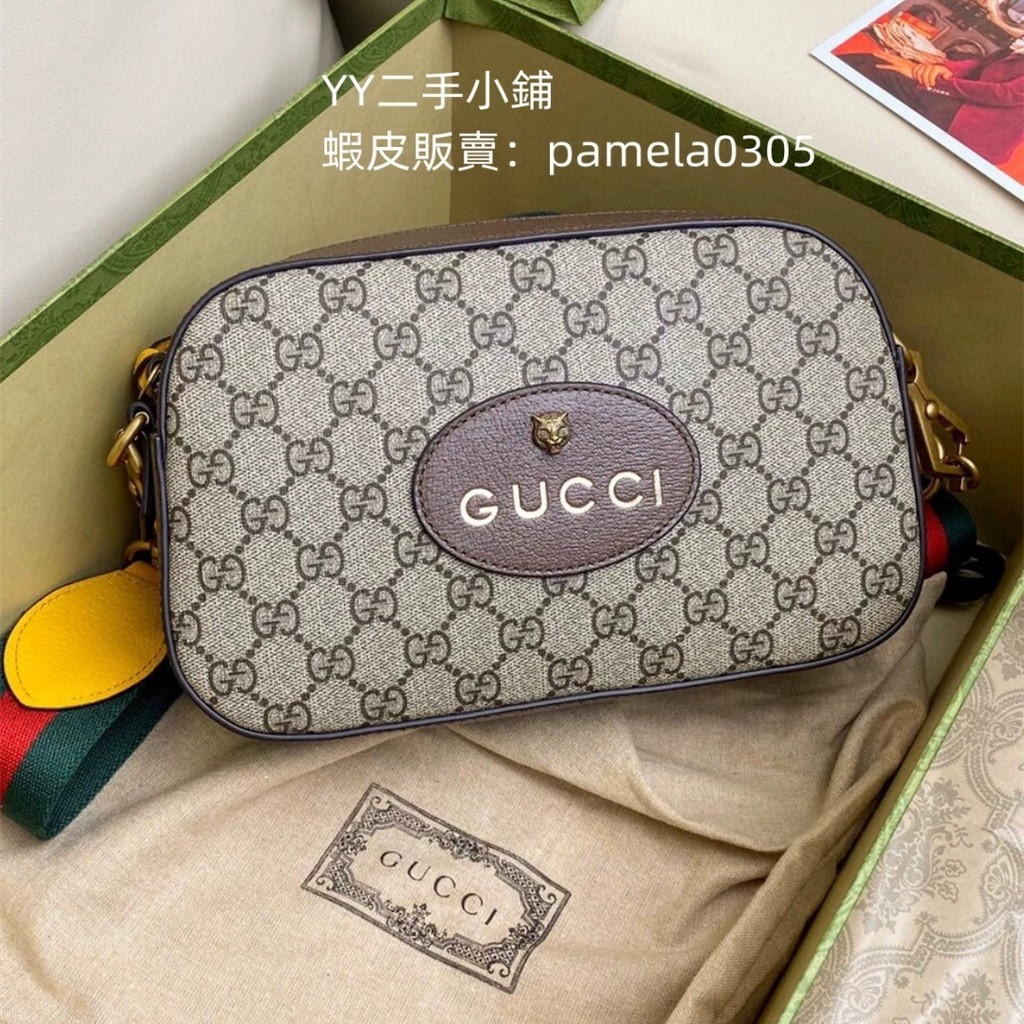 YY二手 GUCCI 古馳 GG Supreme 虎頭帆布 相機包 肩背包 斜挎包 小方包 現貨實拍