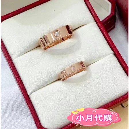 Cartier 卡地亞 Love 情侶對戒 18k玫瑰金 單鑽戒指 B4050700 鑲嵌1顆鑽石 實拍