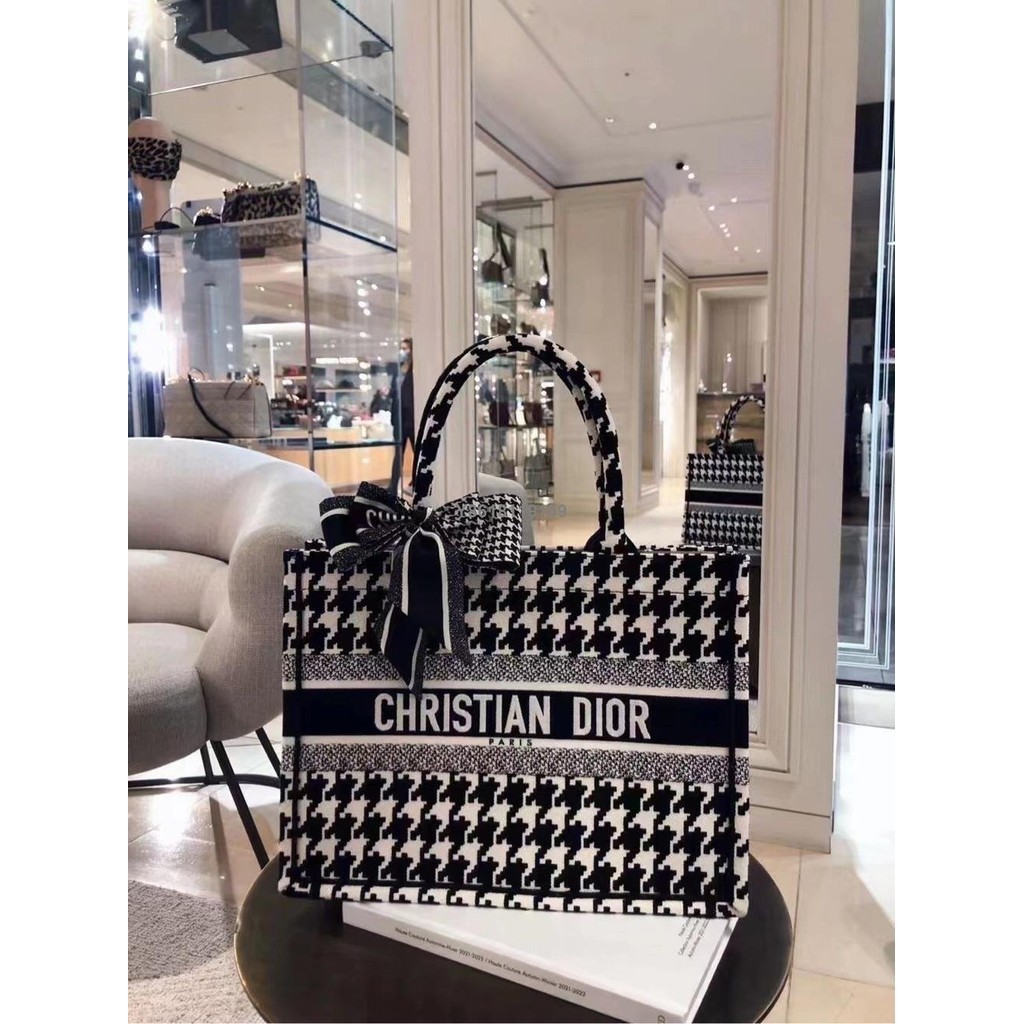 【二手】Dior迪奧女包21ss新款小號千鳥格tote手拎包手提包