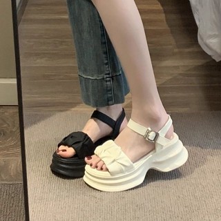 💕洋洋鞋店💕厚底涼鞋 防滑涼鞋 網紅時尚涼鞋女超僊春季新款百搭小個子厚底海邊一字沙灘涼鞋 軟底涼鞋 女生涼鞋