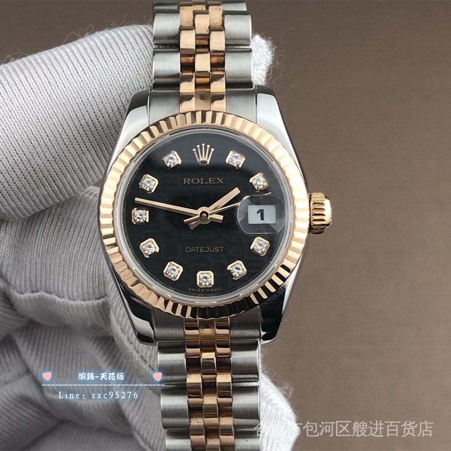 勞力士 現貨Rolex 1：1 日誌型系列179171間金鑽刻女士自動機械手腕錶 現貨 潮流 時尚 休閒 商務 經