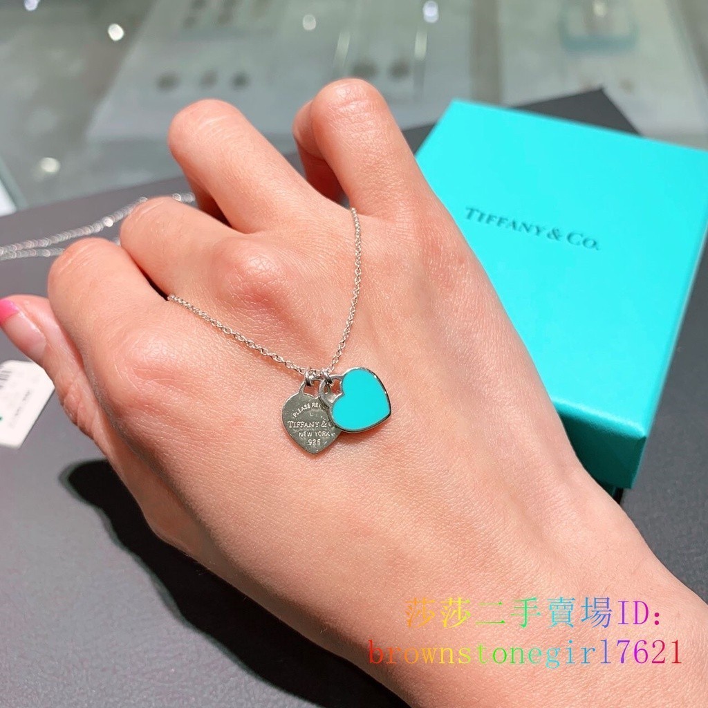 現貨二手 Tiffany&amp;Co 蒂芙尼 Return to Tiffany 經典 雙愛心 雙鍊條 純銀 項鍊 吊墜