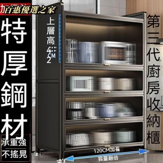 🔴百惠優選之家🔴🔥工廠直銷🔥限時免運 廚房收納置物架 防塵收納櫃 櫥櫃 餐邊櫃 電器碗碟微波爐置物櫃 鍋具玩具