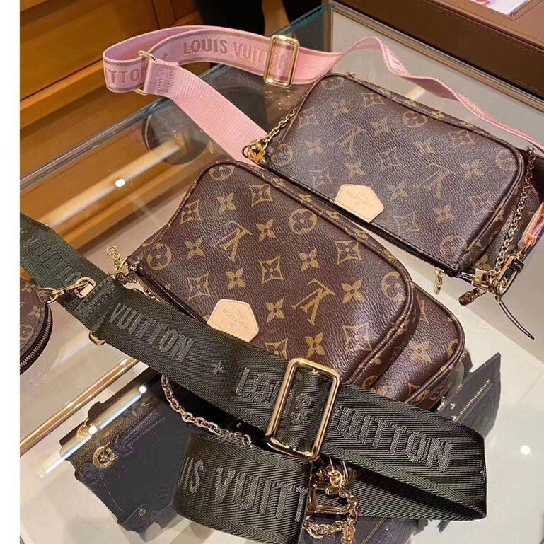 二手正品 LV 路易威登 M44813綠色 M44840粉色 19三件套 超火款 鏈條包 肩背包