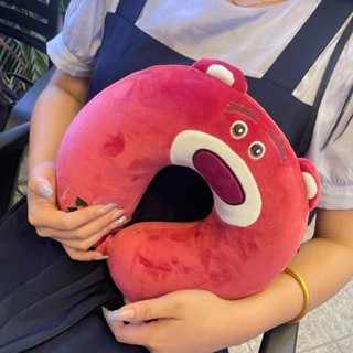 頭枕 U型頭枕 枕頭 草莓熊u型枕護脖護頸午睡枕記憶棉頸椎靠枕成人旅行便攜車用枕頭