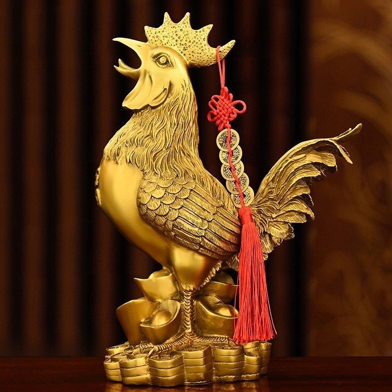 ✅精選✅ 銅公雞擺件純銅福雞工藝品家居裝飾品桌面金雞擺設生肖新款高檔
