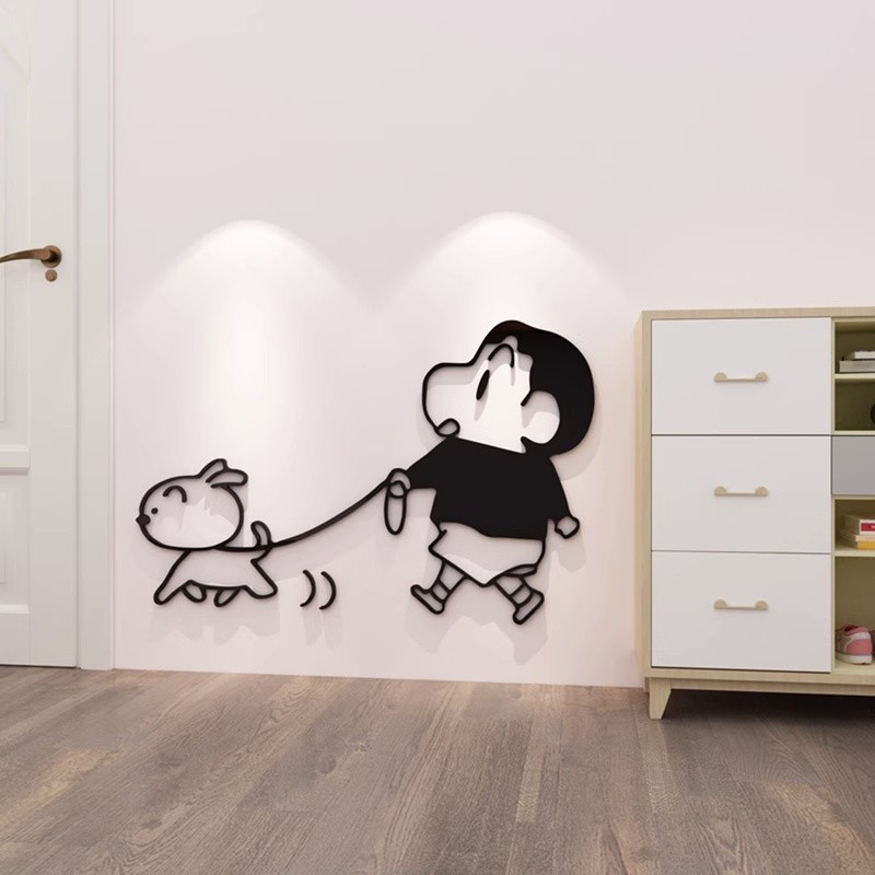 【優選好物】卡通日本動漫蠟筆小新壁貼亞克力3d牆貼兒童房門貼客廳鞋櫃牆角裝飾牆面自粘貼紙