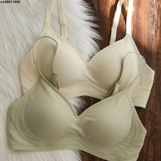 舒服內衣🧡日本牛奶絲無痕無鋼圈內衣女聚攏大胸顯小3D軟支撐睡眠文胸罩薄款