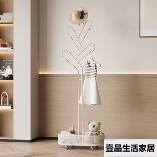 【仙人掌衣帽架】設計師款奶油風兒童掛衣架 角落活動衣帽架 掛衣架落地可移動式附輪衣架臟衣籃 臥室金屬造型掛衣 壹品生活