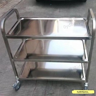 可開統編 不銹鋼餐車加厚小推車酒店餐廳商用推車 手推車 工作推車 三層工作推車 工具車 酒水車收碗車廚房手推車擺地攤雲軒