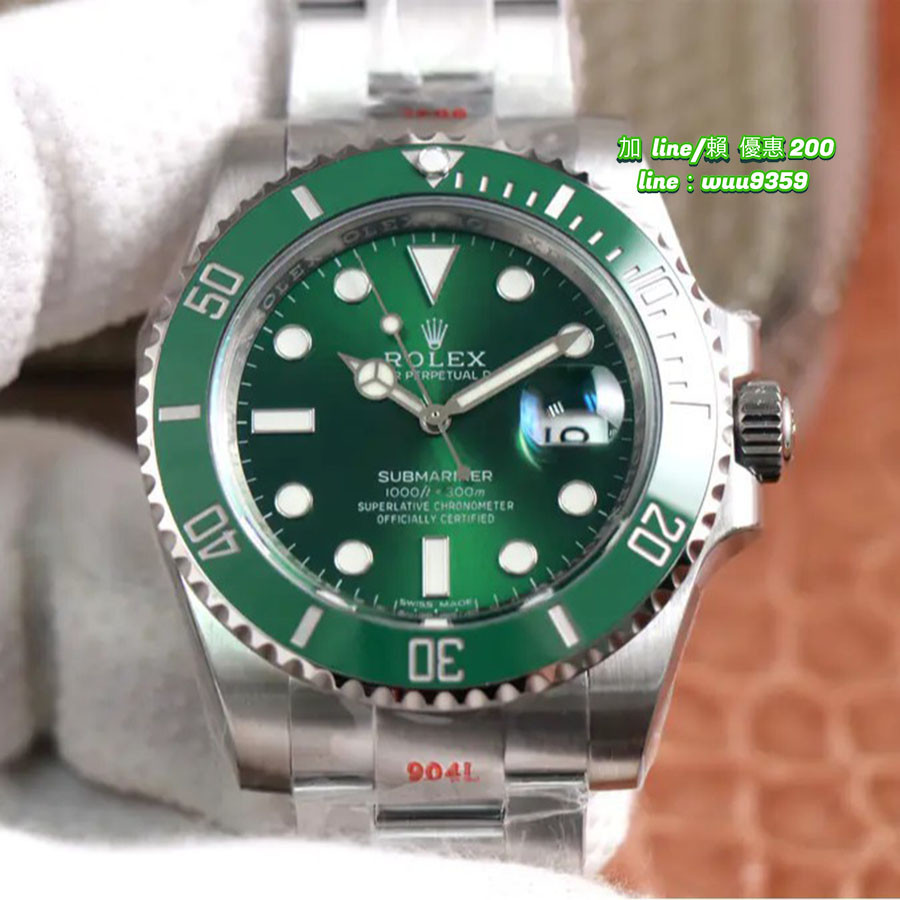 Rolex 手錶 勞力士 腕錶 潛航者系列V10升級版綠水鬼腕錶 男士腕錶 自動機手錶 精鋼錶帶 尺寸：40mm
