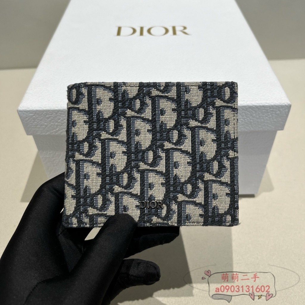 義大利製二手Dior 迪奧 Oblique刺繡提花 男士 短款 對折 雙折 老花 錢包/錢夾/短夾/鈔票夾/皮夾