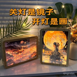 客製化 來圖客制 燈光畫 可定製圖片生日禮物女生送女友閨蜜衕學創意擺件小夜燈鏡面燈