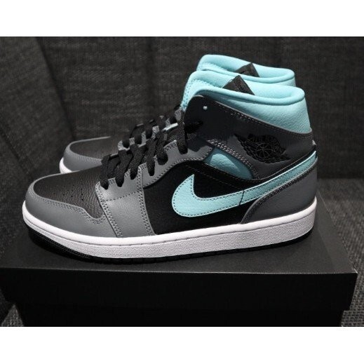 Air Jordan 1 Mid Gery Aqua GS 灰藍 高幫 籃球 運動 554725-063 慢跑鞋