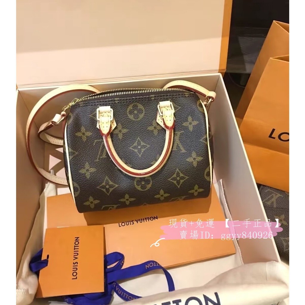 精品二手 LV 路易威登 M61252 NANO SPEEDY Monogram 迷你枕頭包 斜背包 手提包