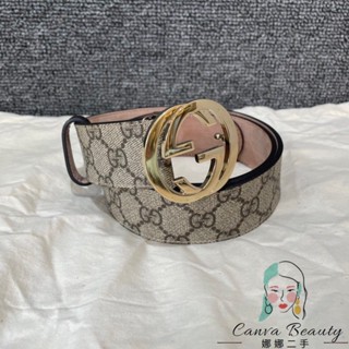 二手精品 GUCCI 古馳 男款 皮帶 logo 真皮 腰帶