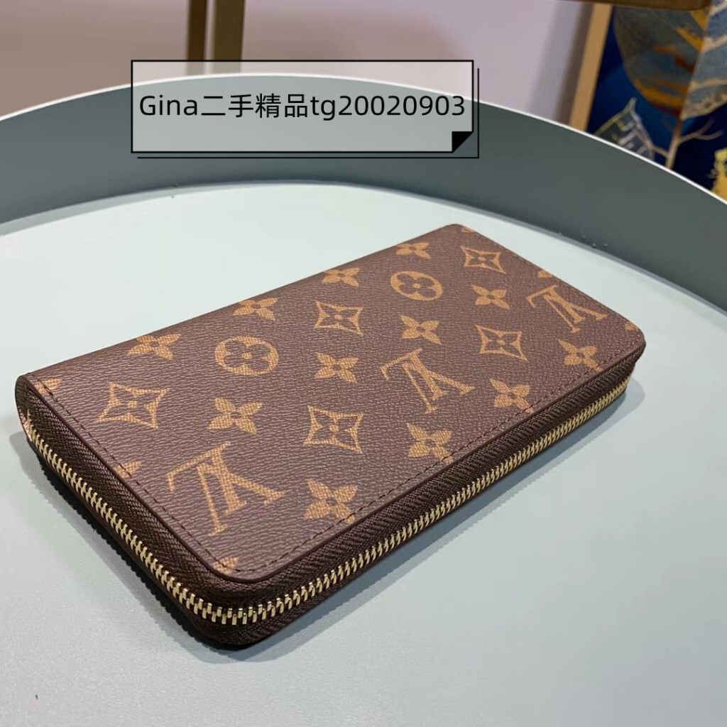 二手 LV 路易威登 ZIPPY 經典老花 拉鍊12卡長夾 皮夾 粉色內裡 錢包 M41894